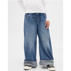 Gap Kids XXL 14-16 Baggy Wide Leg Jeans Medium Wash Blue Elastic Waist NWT